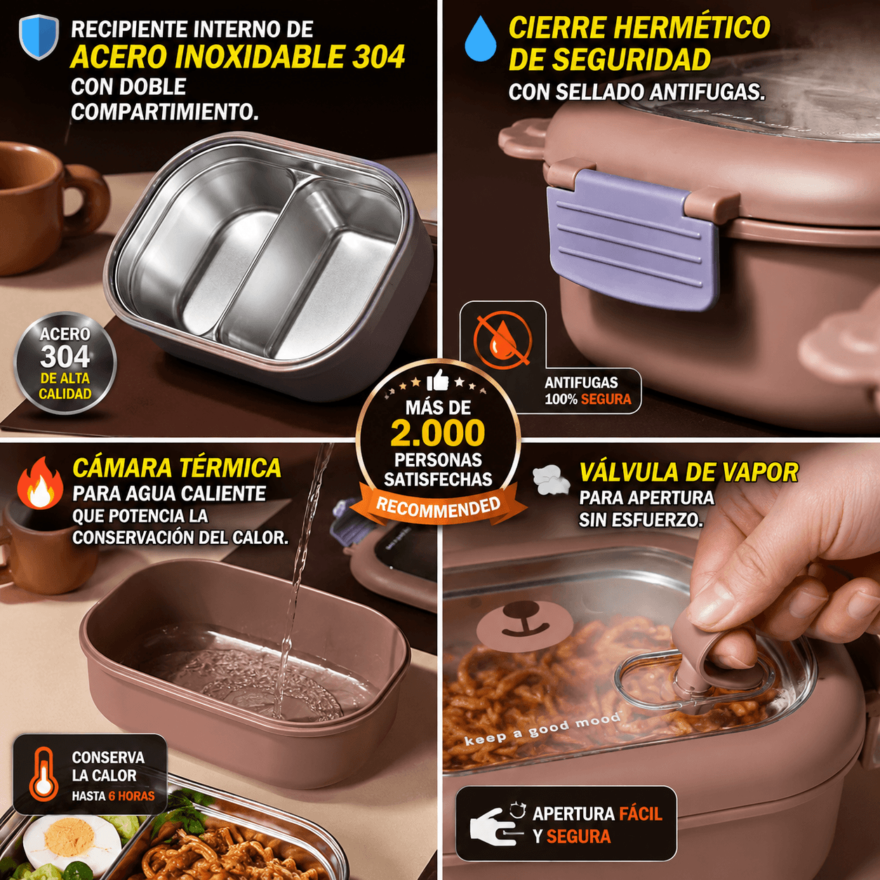 BearLunch™: PORTA COMIDA TERMICO - CALIENTE Y FRESCA EN CUALQUIER LUGAR