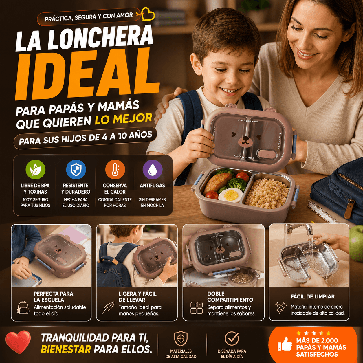 BearLunch™: PORTA COMIDA TERMICO - CALIENTE Y FRESCA EN CUALQUIER LUGAR