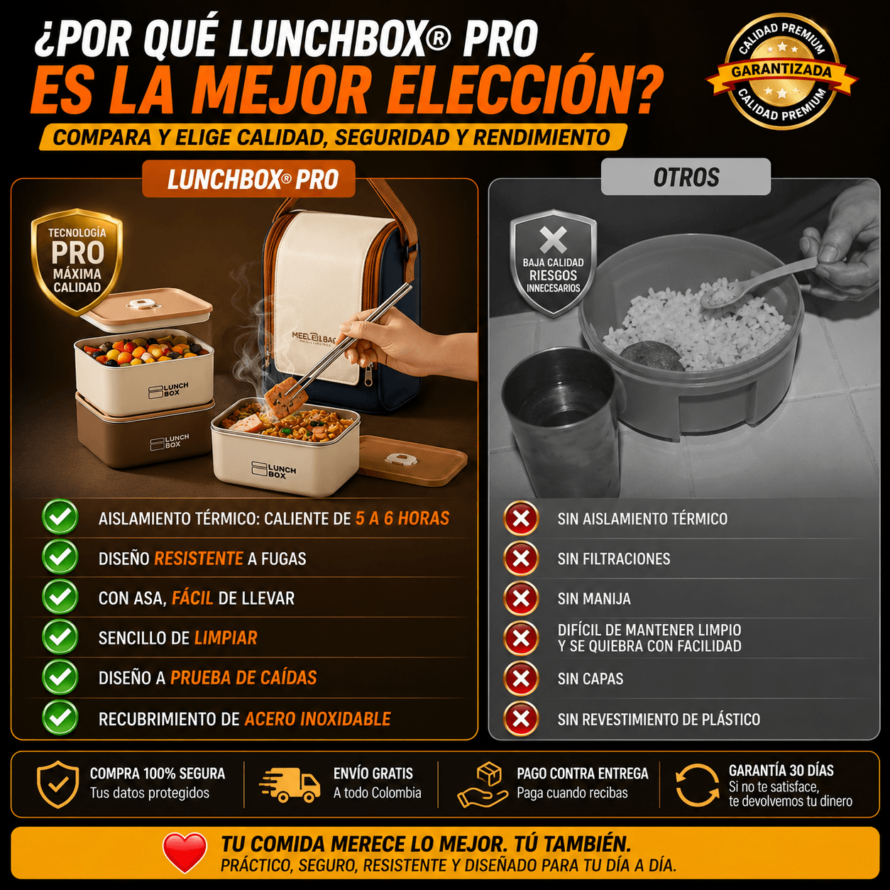 COMBO x3 PORTACOMIDAS TERMICOS + MALETA ISOTÉRMICA Y ¡OBSEQUIOS!