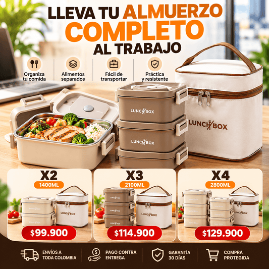 Lunchbox COMBO: PORTACOMIDAS TERMICOS APILABLES + MALETA ISOTÉRMICA ¡GRATIS!
